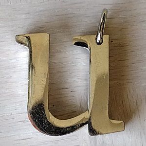 Metallic Silver-Tone Letter " U "  Pendant